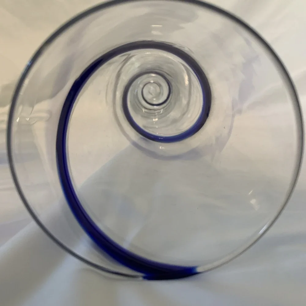 PIER 1 COBALT BLUE SWIRLINE PILSNER TALL BEER GLASS‎ SET OF 2